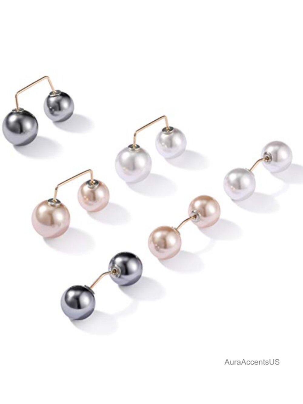 6 Pcs Faux Pearl Brooch Pins Sweater Shawl Safety Clips Dress Clips